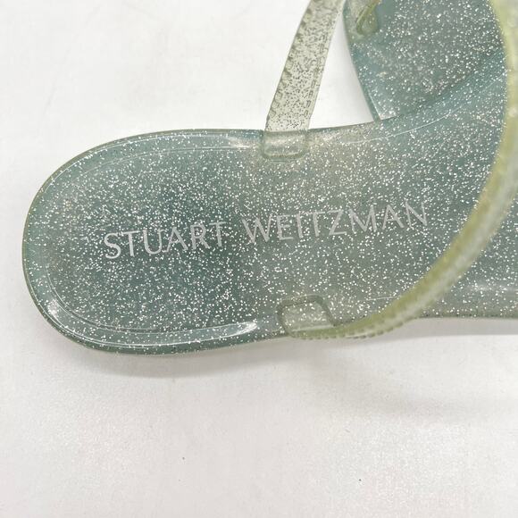 STUART WEITZMAN Sawyer Jelly Slide Sandals Womens 7 Silver Glitter Pool Vacation - Picture 5 of 7